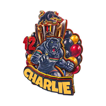 Penrith Panthers Inspired Cake Topper Personalised Cardstock Birthday Decoration