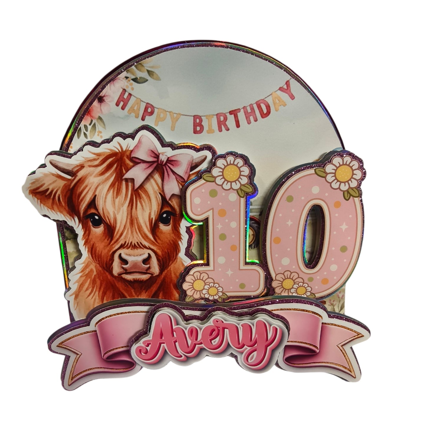 Highland Cow Custom Cake Topper