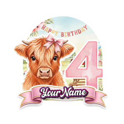 Highland Cow Custom Cake Topper