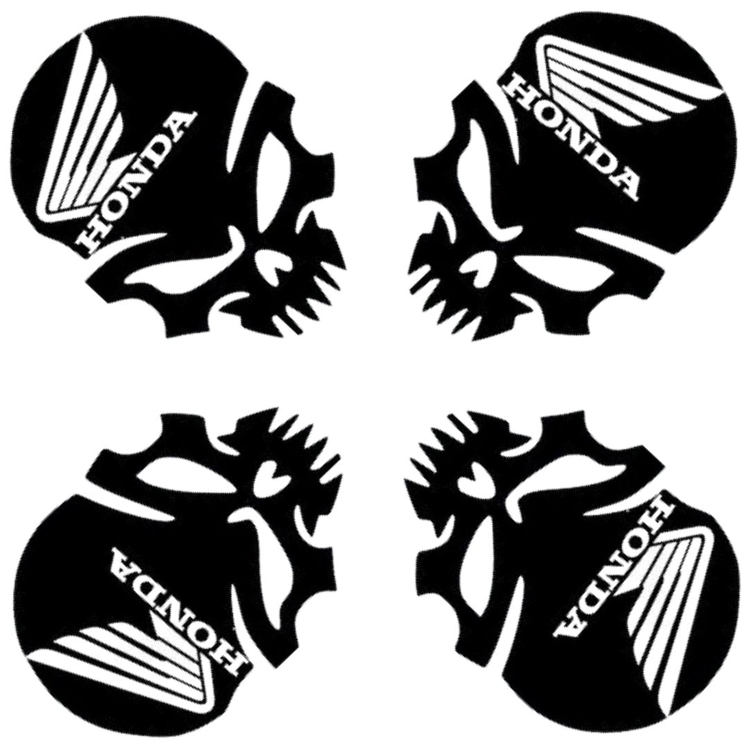 4x Honda Skull - Vinyl Cut Decal - Black/White