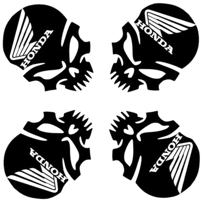 4x Honda Skull - Vinyl Cut Decal - Black/White