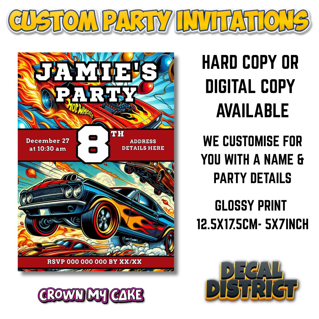 Hot Rod Car Racing Invitations - Digital Or Hard Copy