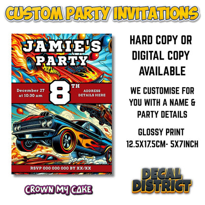 Hot Rod Car Racing Invitations - Digital Or Hard Copy