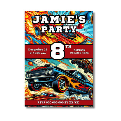 Hot Rod Car Racing Invitations - Digital Or Hard Copy