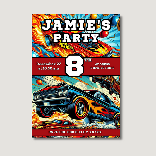 Hot Rod Car Racing Invitations - Digital Or Hard Copy