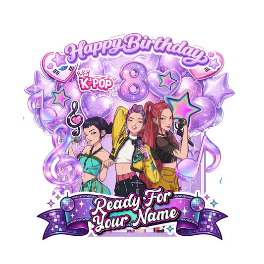 Custom Cake Topper - Kpop Purple Demon Hunters Huntrix Style
