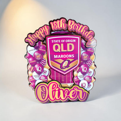 QLD State of Origin Inspired Cake Topper Personalised Cardstock Birthday Decoration
