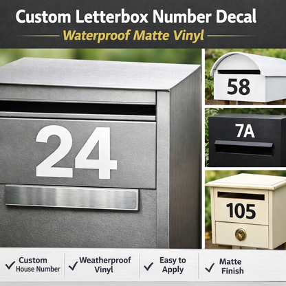 Custom Letterbox Number Decal – Waterproof Matte Vinyl Personalised House Number Sticker for Mailbox