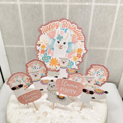 Llama Cake Topper & 12x Cupcake Picks