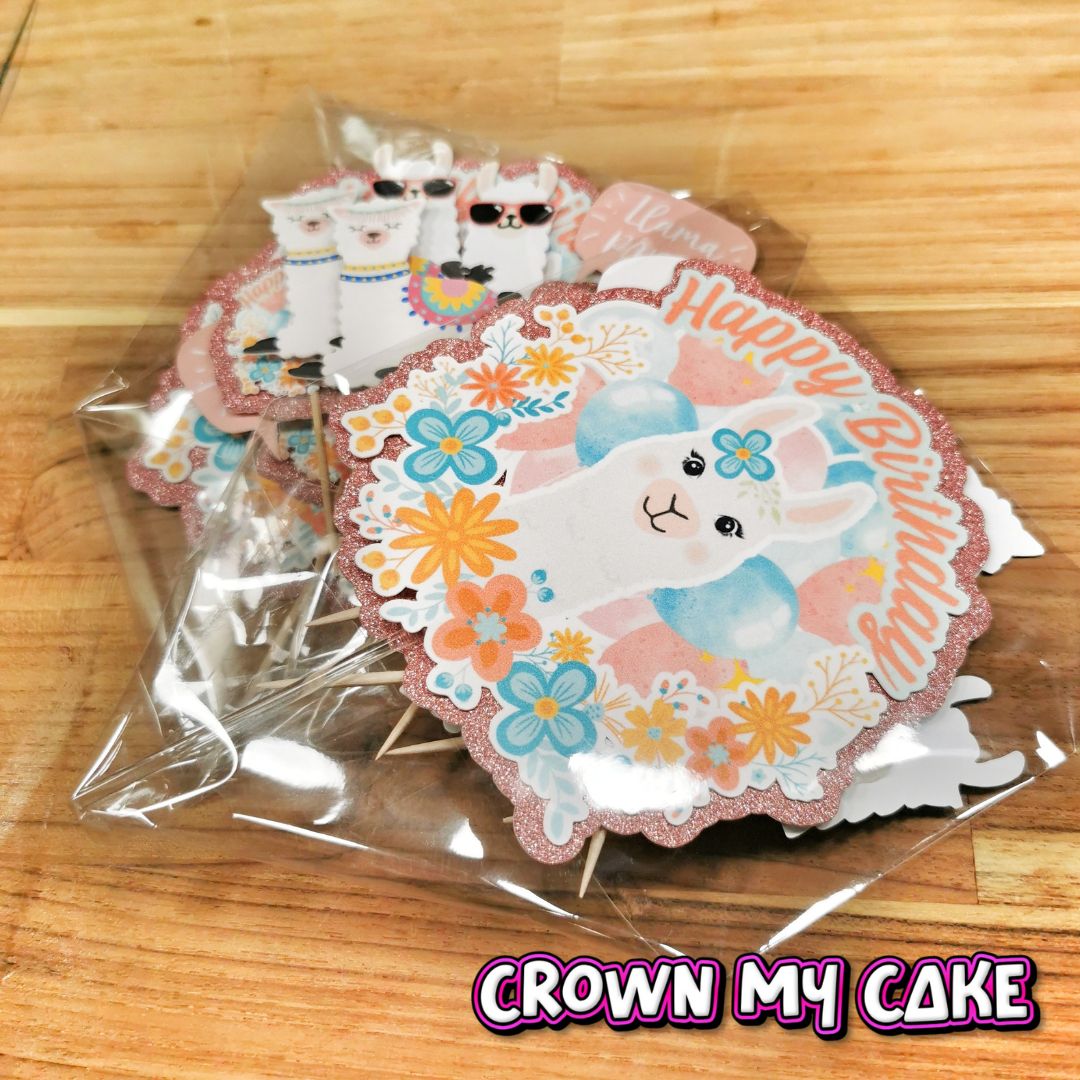 Llama Cake Topper & 12x Cupcake Picks