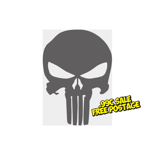 Matte Silver Punisher Vinyl Decal- 6cm