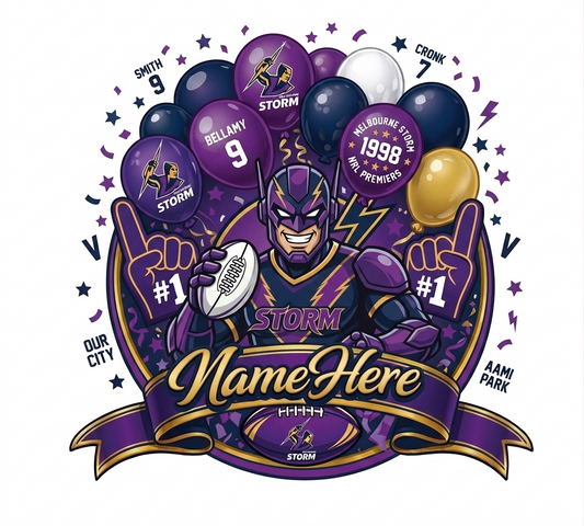 Melbourne Storm Inspired Cake Topper Personalised Cardstock Birthday Decoration