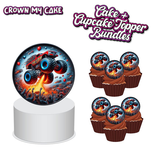 Monster Truck Cake Topper Bundle + 12 Cupcake Toppers