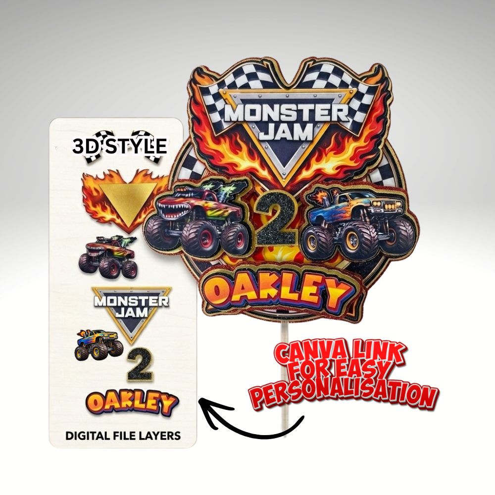 Download, Print & Cut Files - Monster Truck Cake Topper