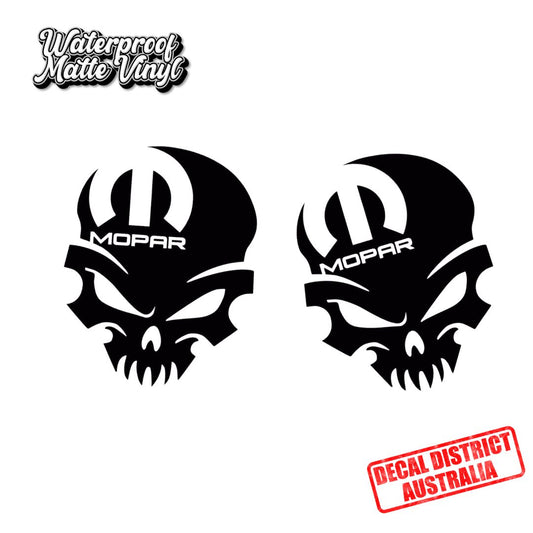 Pair of Mopar Skull Decals - Multiple Sizes - Die Cut Vinyl