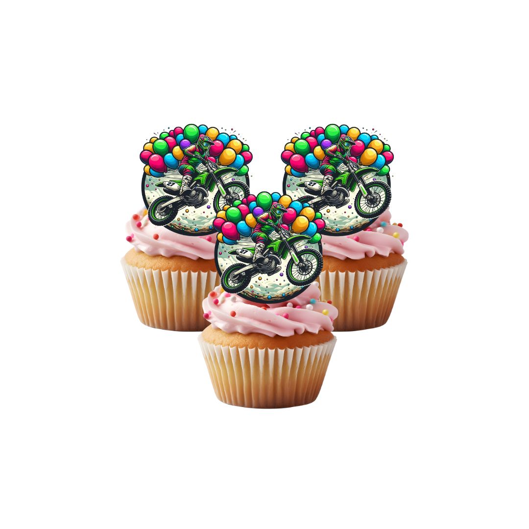 Motocross Cake Topper Bundle + 12 Cupcake Toppers