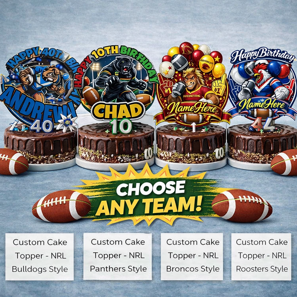 NRL Inspired Cake Topper Choose Your Team Personalised Cardstock Birthday Decoration