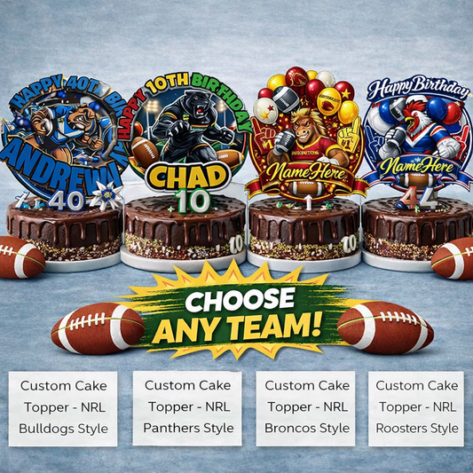 NRL Inspired Cake Topper Choose Your Team Personalised Cardstock Birthday Decoration