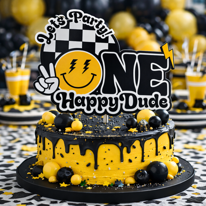 One Happy dude Cake Topper Bundle + 12 Cupcake Toppers