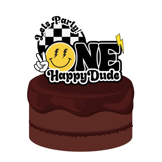 One Happy dude Cake Topper Bundle + 12 Cupcake Toppers