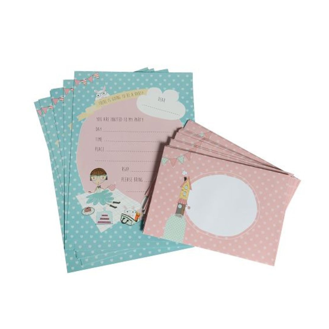 Pack of 12 - Lulu & Pearl Party Invitations