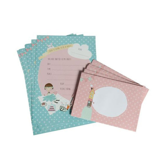 Pack of 12 - Lulu & Pearl Party Invitations