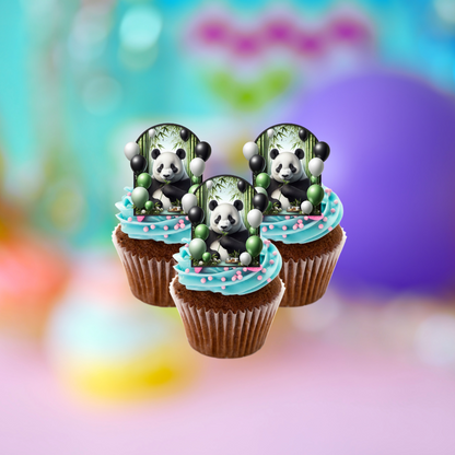 Basic Custom Panda Cake Topper & 12 Cupcake Toppers