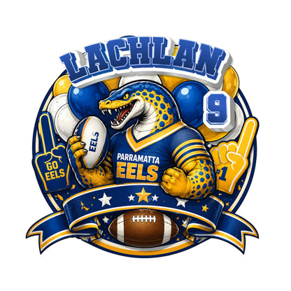 Personalised Rugby League Inspired Cake Topper – Custom Team Colours & Name – Birthday Decoration