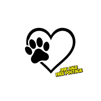 Paw Heart - Black Premium Matte Vinyl - 8cm