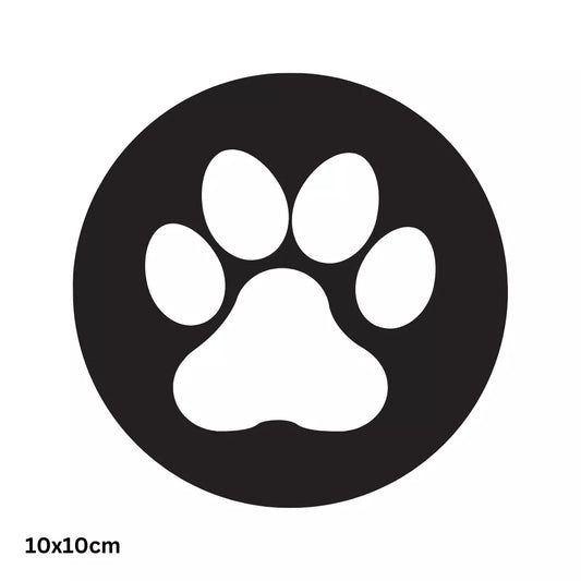 Paw Print Round Button Logo - 10 x 10cm - Premium Die Cut Vinyl