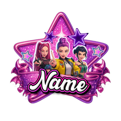 Personalised Kpop Demon Hunters Star Banner Cake Topper