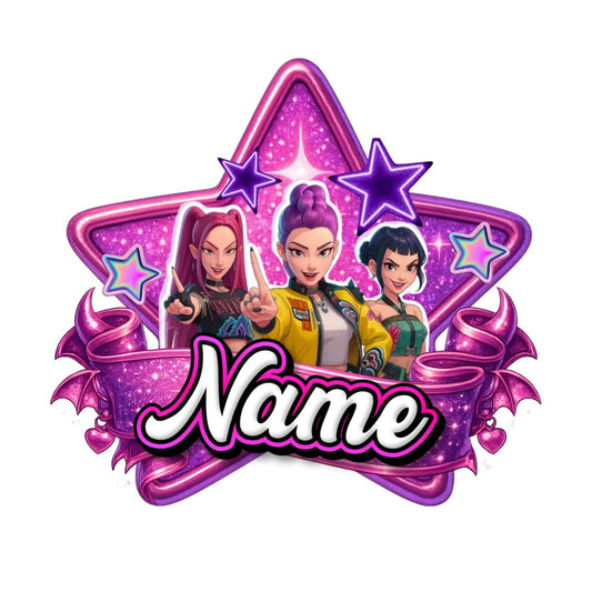 Personalised Kpop Demon Hunters Star Banner Cake Topper