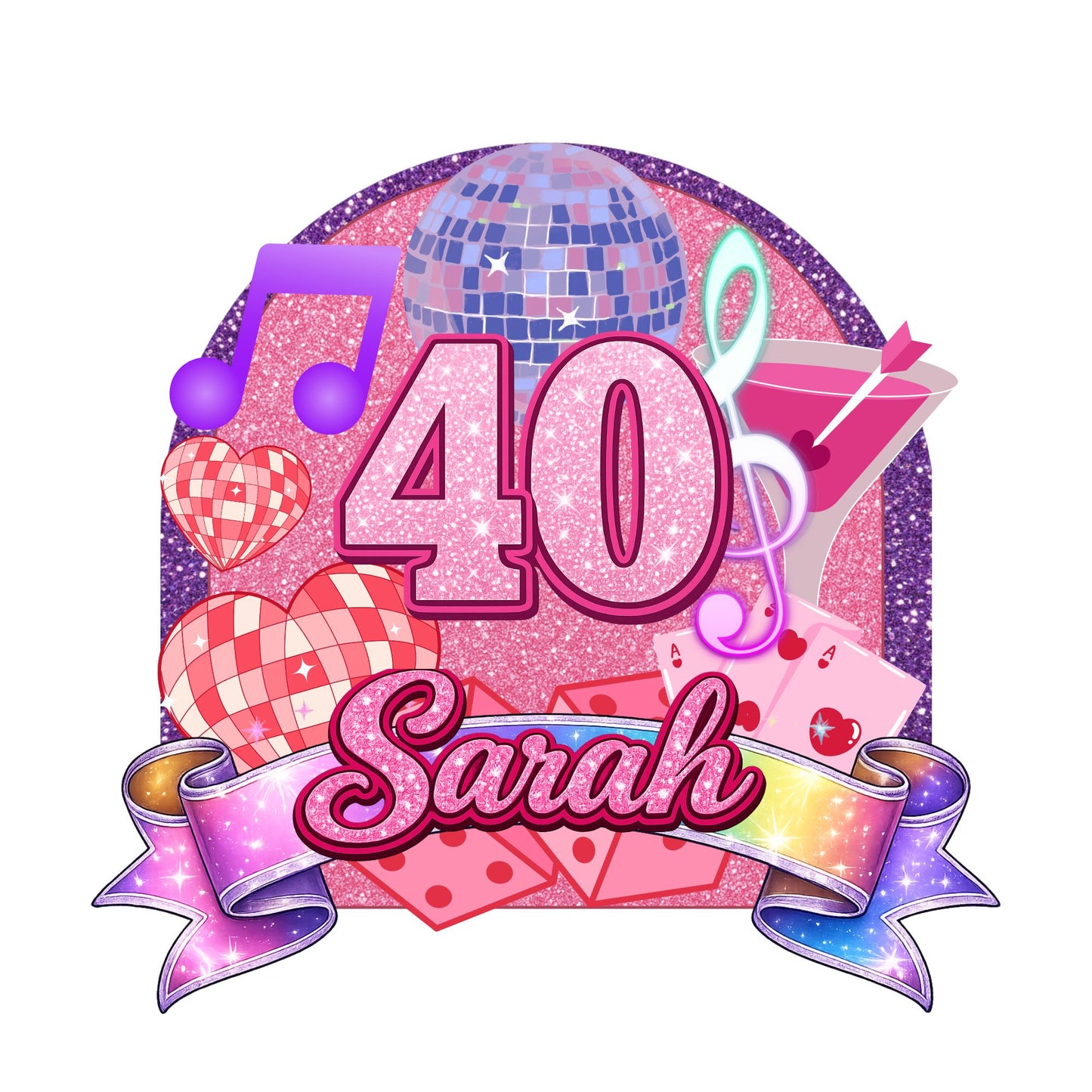 Custom Cake Topper –  Pink Disco