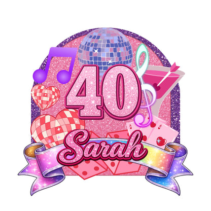 Custom Cake Topper –  Pink Disco