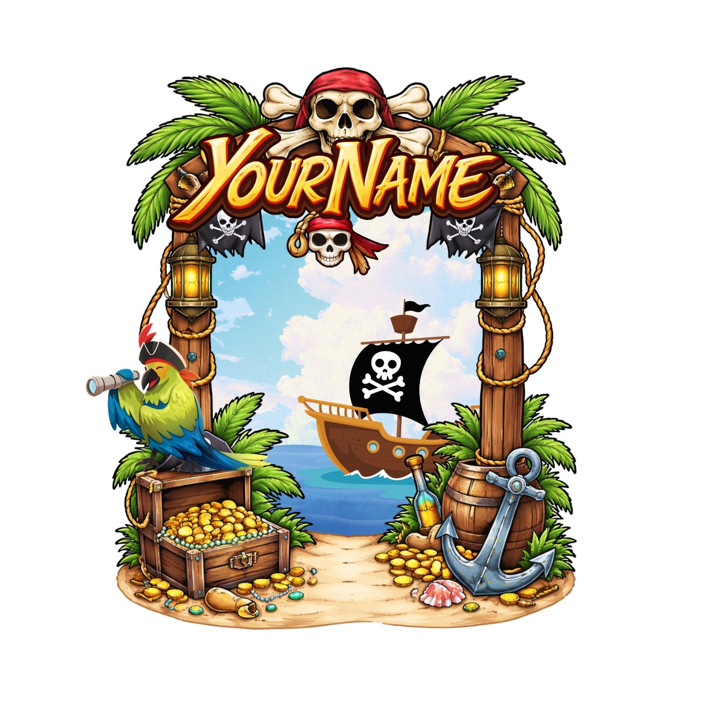 Custom Cake Topper – Pirate - Treasure Island