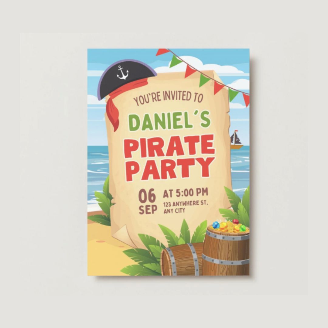 Pirate Party Invitations - Digital Or Hard Copy