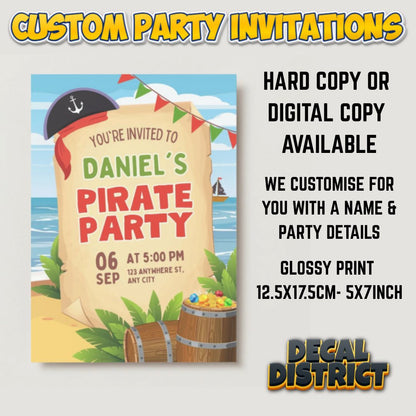 Pirate Party Invitations - Digital Or Hard Copy