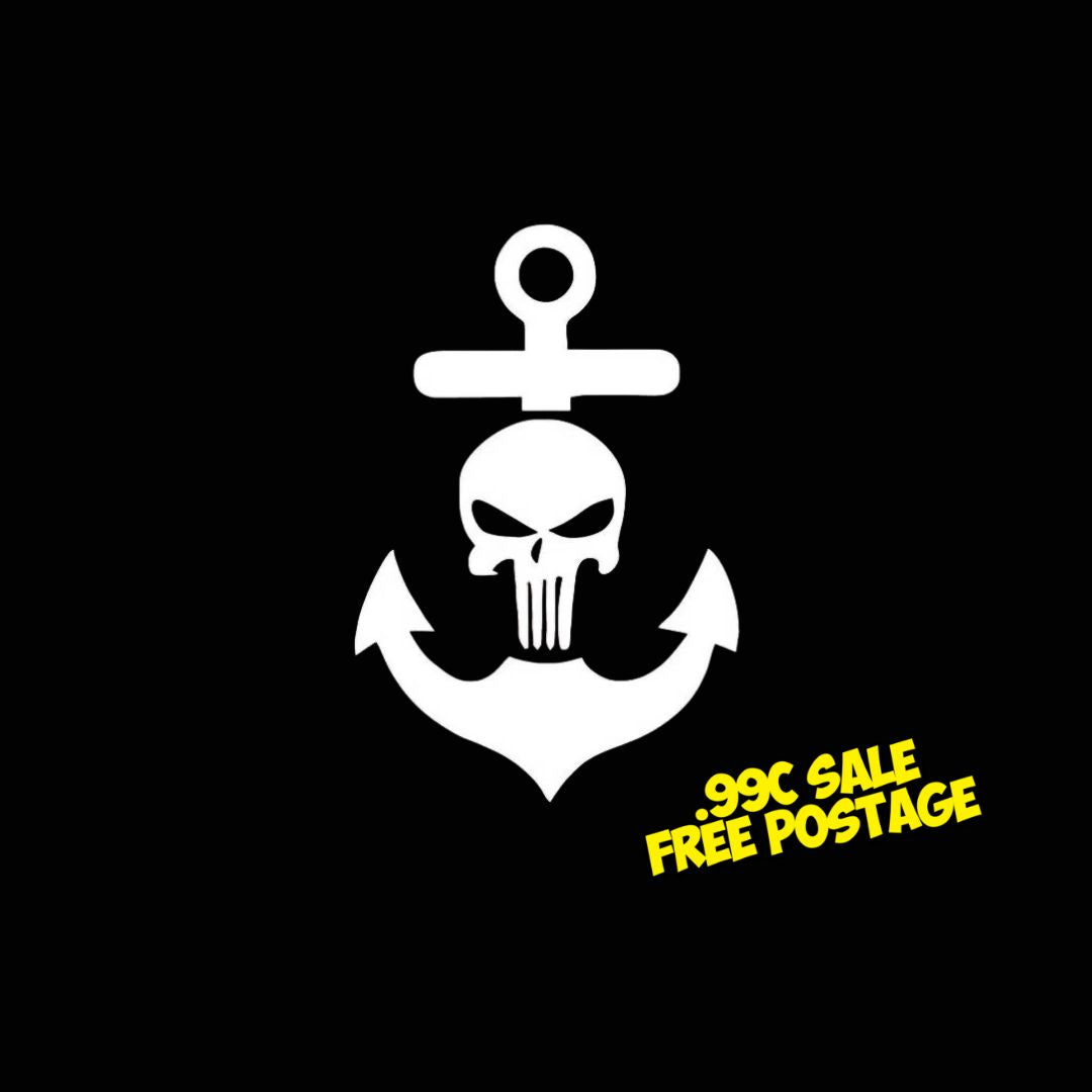 Punisher Anchor White - Premium Matte Vinyl - 8cm