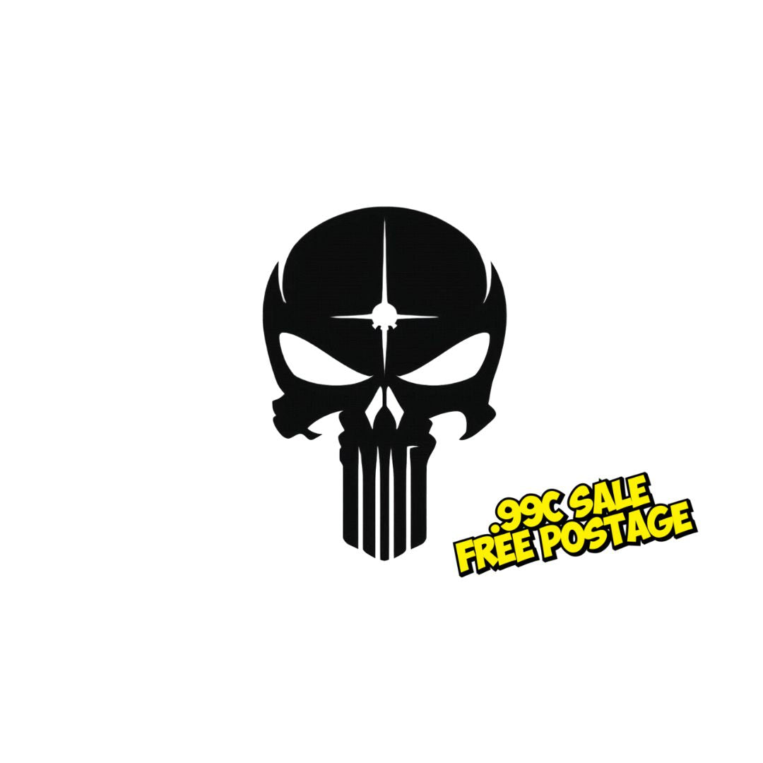 Matte White  Punisher Vinyl Decal- 5cm