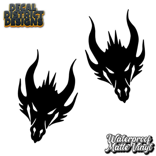 Pair of Dragon Head Decals - Multiple Sizes - Die Cut Vinyl