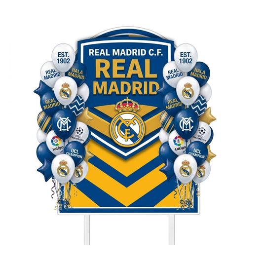 Real Madrid Inspired Soccer Cake Topper Personalised Cardstock Birthday Decoration