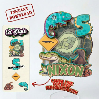 Reptile Download Cut Files - 3D Cake Topper