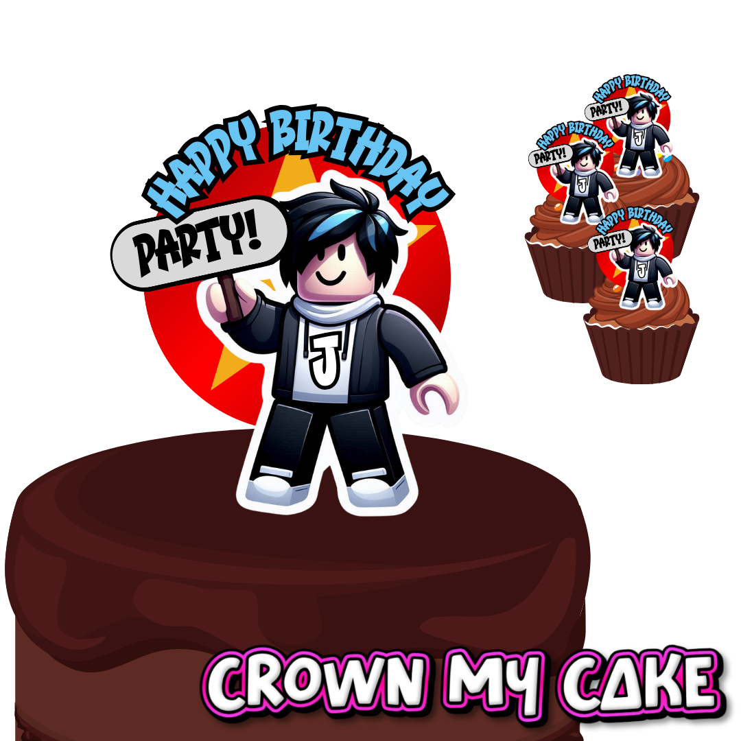 Popular Gaming Party - Cake Topper & 12 Cupcake Toppers