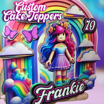 Roblox Girl Cake Topper - Personalised