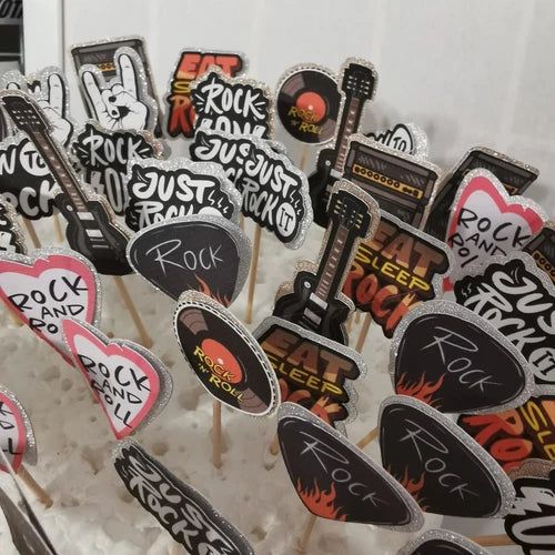 24x Rock & Roll - Born to rock - Cupcake Toppers