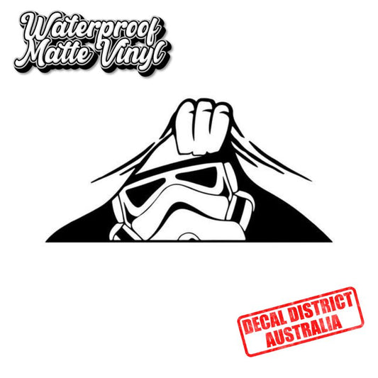 S Trooper Peeking 14cm Decal - Funny