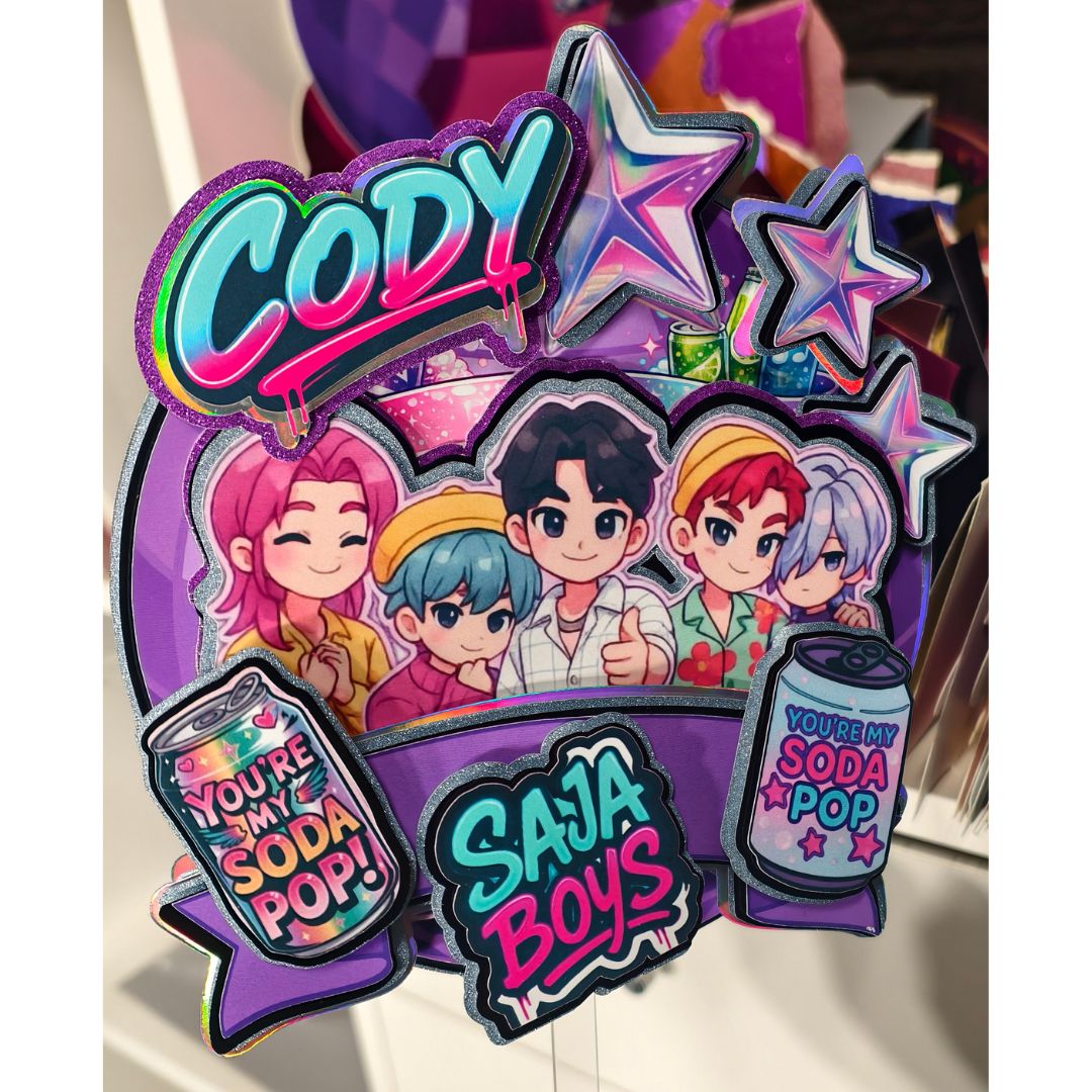 Custom Kpop Cake Topper - Saja Boys Soda Pop
