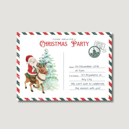 Christmas Party Invites - Digital Or Hard Copy - Santas Postcard