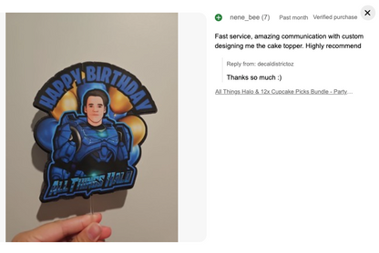 All Things Halo Cake Topper & 12x Cupcake Picks