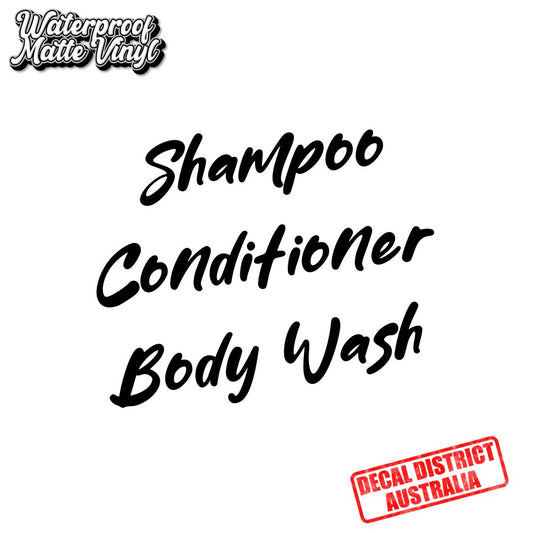 Shampoo, Conditioner, Body Wash - 6x Decals - 8cm